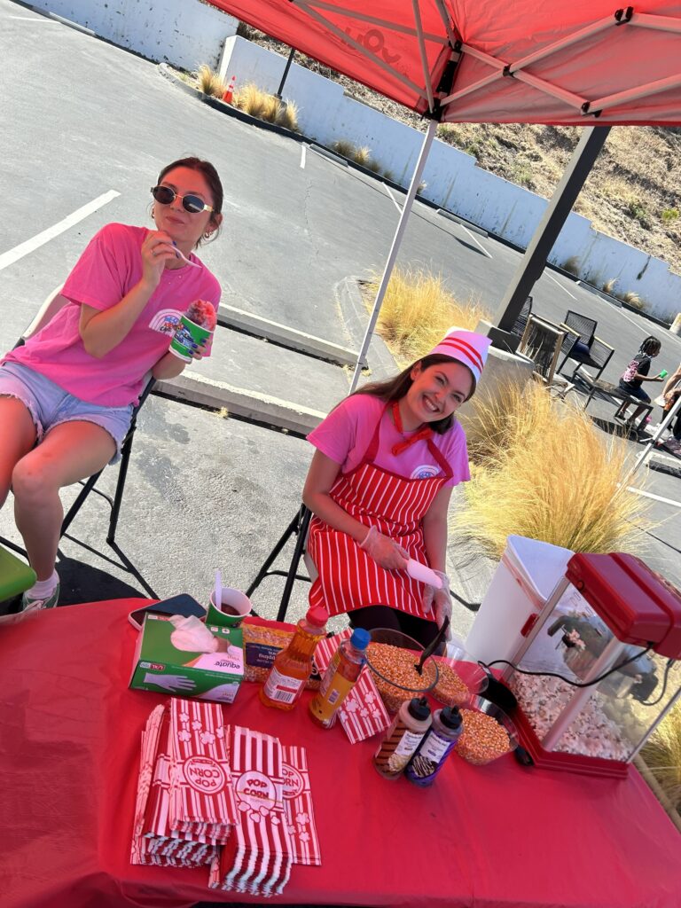 Fresh popcorn and shaved ice at the concessions booth