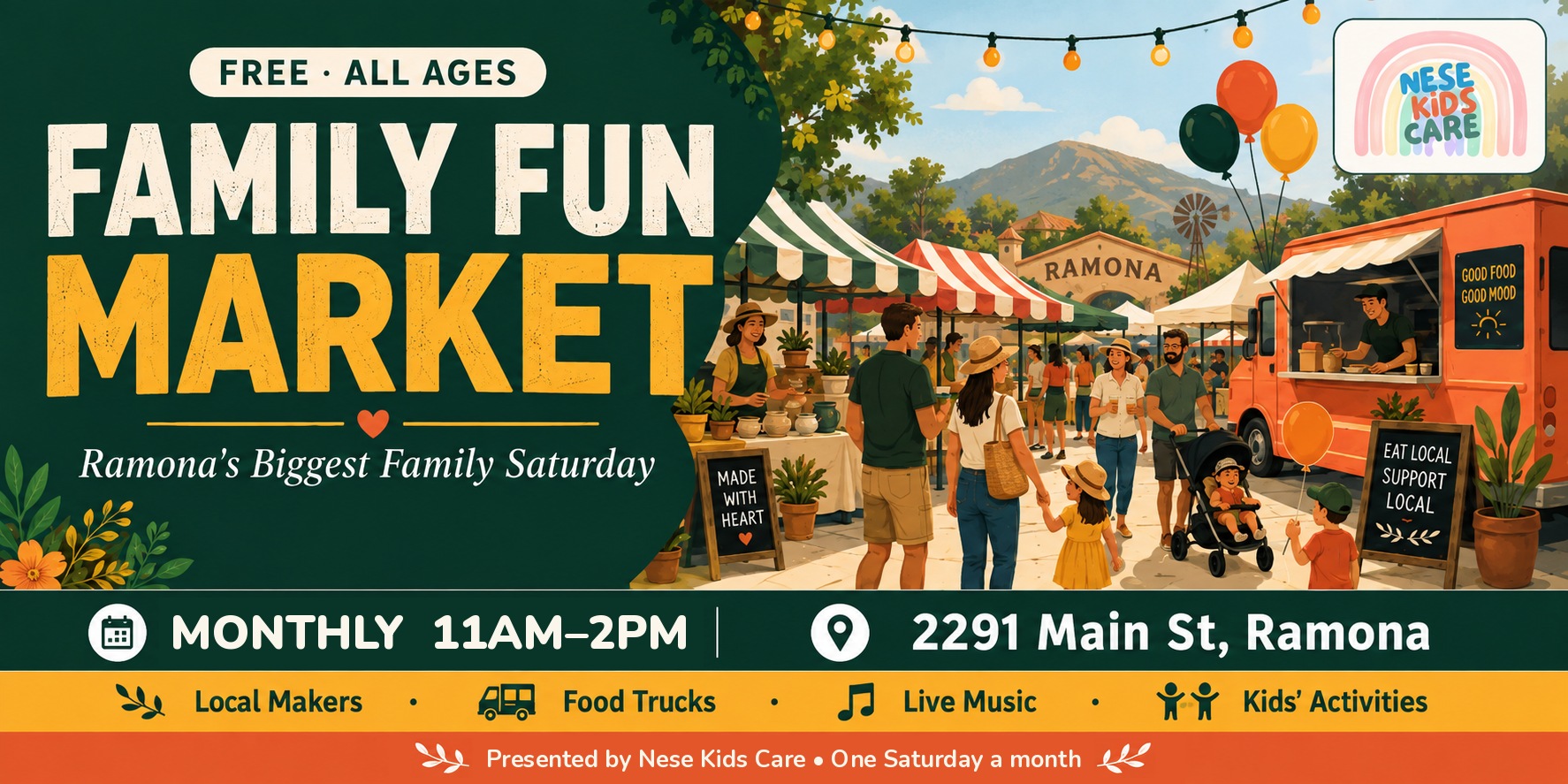 Ramona Family Fun Market — free, all ages, 11 AM – 2 PM